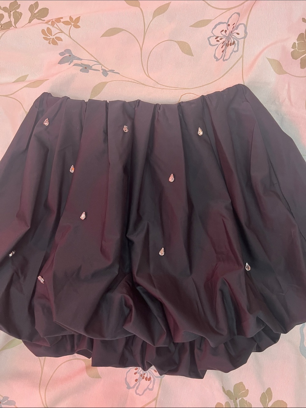 Black Balloon Skirt with Rhinestone Accents